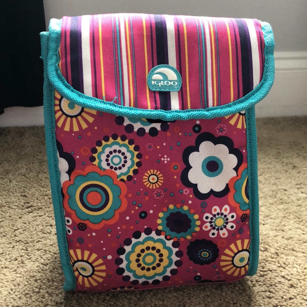 Igloo Lunch Tote Girls Hot Pink Teal Blue Pocket Handles
